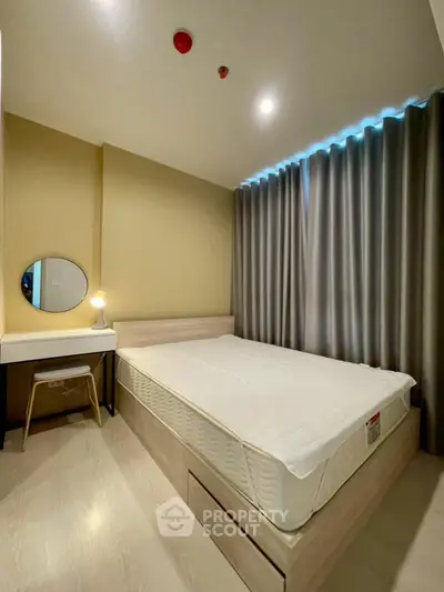 Modern bedroom with cozy lighting and stylish decor