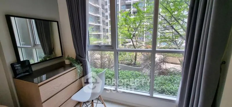 Charming study nook with garden view in modern apartment