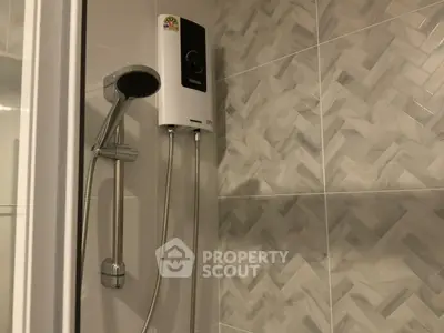 Modern bathroom with sleek shower and stylish tile design