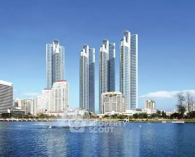 Stunning waterfront skyscrapers with modern architecture and panoramic views.