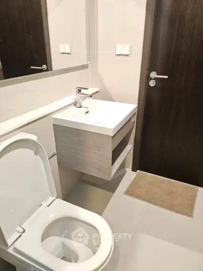Modern bathroom with sleek fixtures and contemporary design