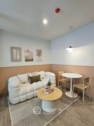 Stylish modern living room with cozy sofa and chic decor