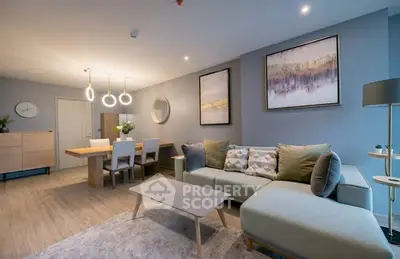 Modern living room with stylish furniture and elegant decor