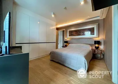 Luxurious bedroom with modern decor and spacious layout