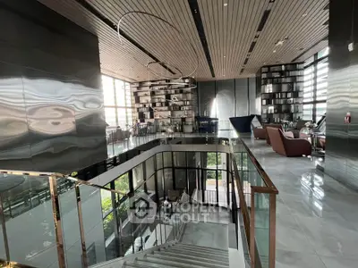 Luxurious modern living room with high ceilings and elegant design