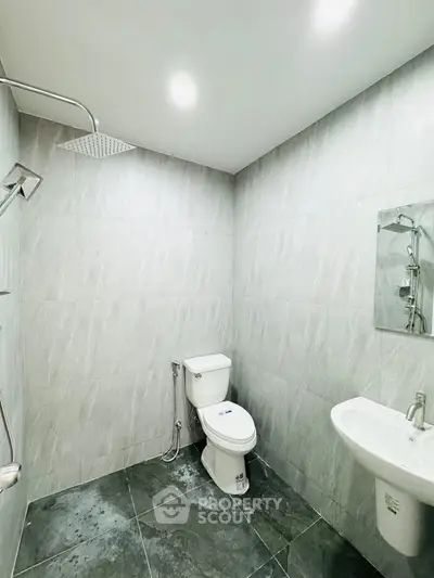 Modern bathroom with sleek fixtures and minimalist design