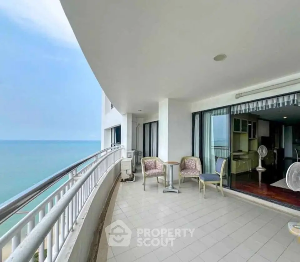 Spacious balcony with ocean view, perfect for relaxation and enjoying the sea breeze.