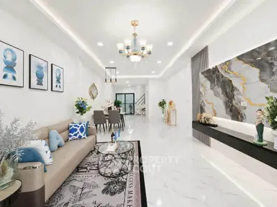 Luxurious modern living room with elegant decor and spacious open layout