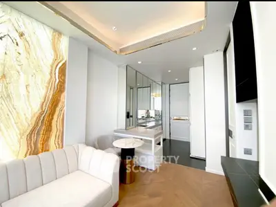 Luxurious modern living room with elegant decor and stylish lighting