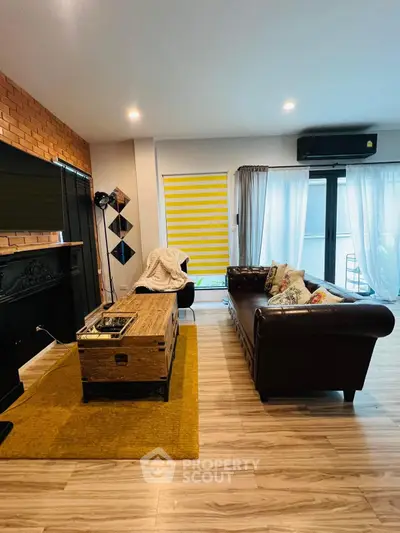 Stylish living room with modern decor and cozy seating area