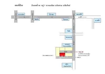 Detailed real estate map showing property location in Chiang Mai with nearby landmarks.
