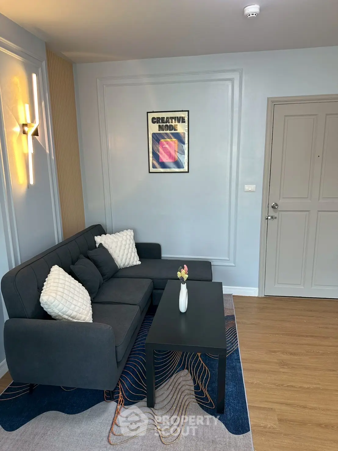 Chic living room with modern decor and cozy seating area