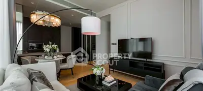 Luxurious modern living room with elegant decor and open dining area
