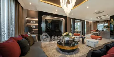 Luxurious modern living room with elegant decor and open layout