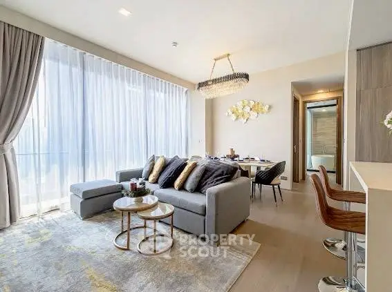 Luxurious modern living room with elegant decor and natural light