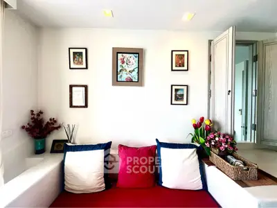 Charming living room with vibrant decor and cozy seating area