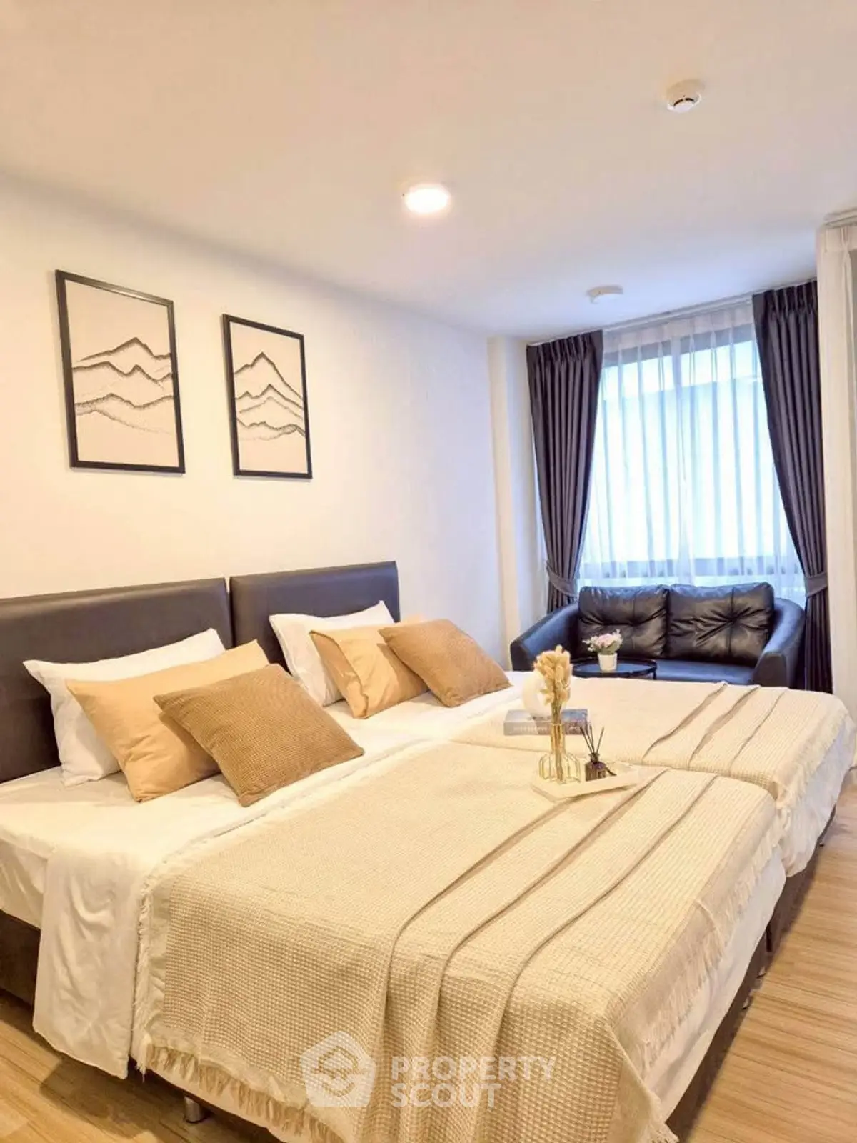 Elegant bedroom with cozy twin beds and stylish decor