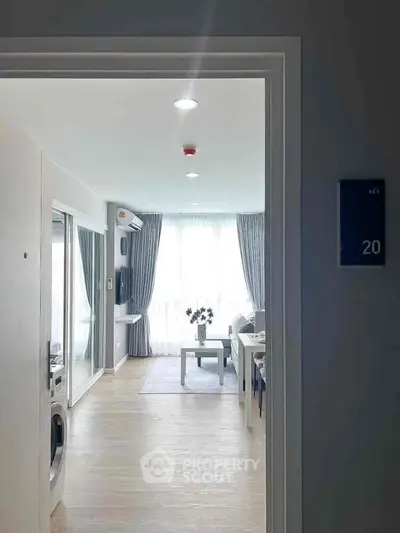 Modern living room with natural light and stylish decor