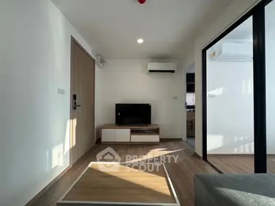 Modern living room with minimalist design and natural light