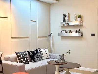 Modern living room with stylish decor and cozy seating area