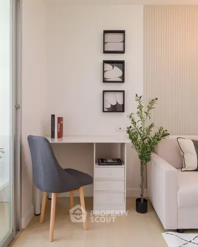 Modern study nook with stylish decor and natural light