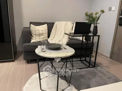 Cozy living room with modern sofa and stylish coffee table