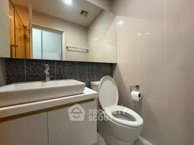 Modern bathroom with sleek fixtures and contemporary design