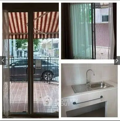 Charming home with patio access and modern kitchen sink, ideal for cozy living.