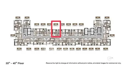 Floor plan layout for 20th to 40th floor with highlighted unit A32.