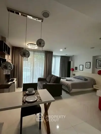 Modern studio apartment with open layout and stylish decor