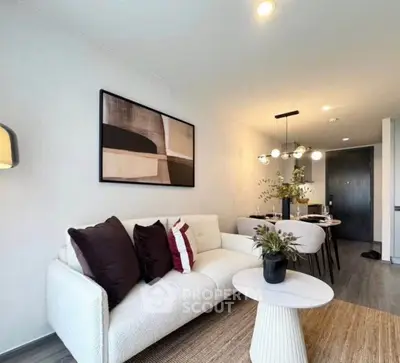 Modern living room with stylish decor and cozy seating area