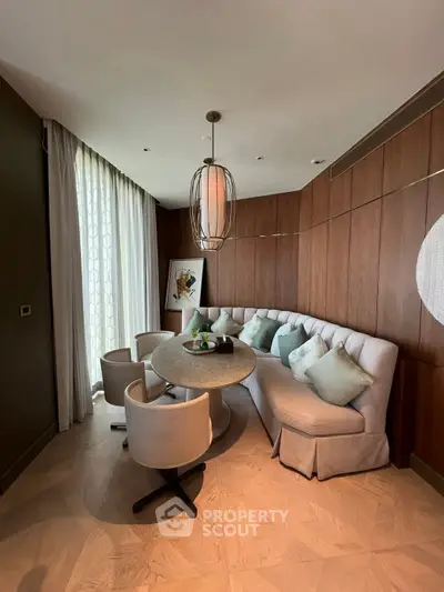 Luxurious modern living room with elegant decor and cozy seating area