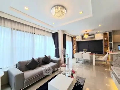 Luxurious modern living room with elegant decor and open layout