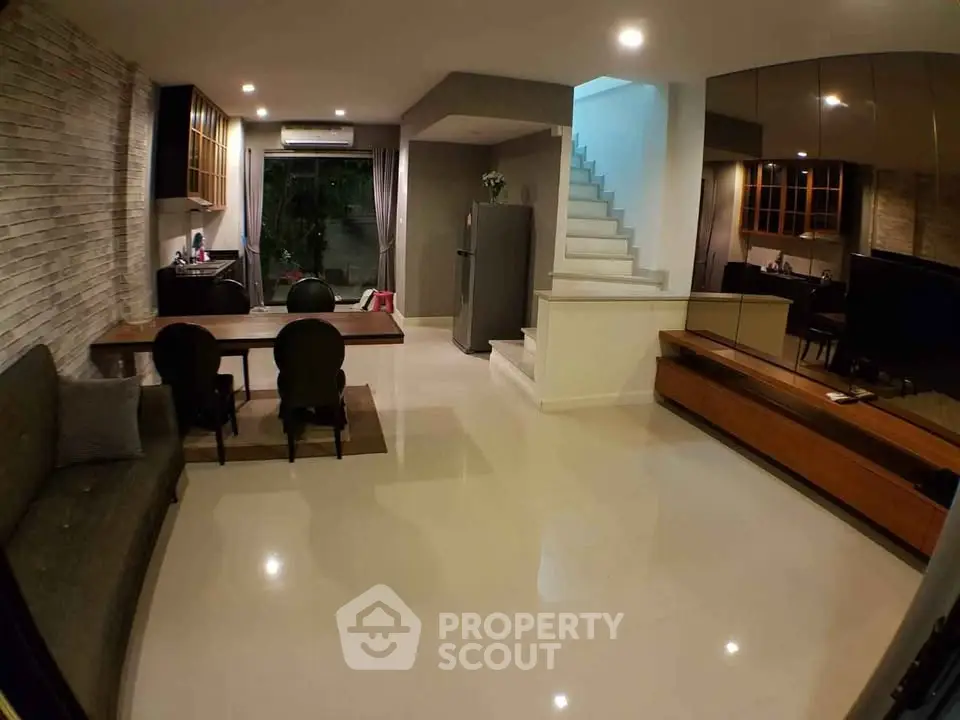 Modern living room with sleek design and open layout