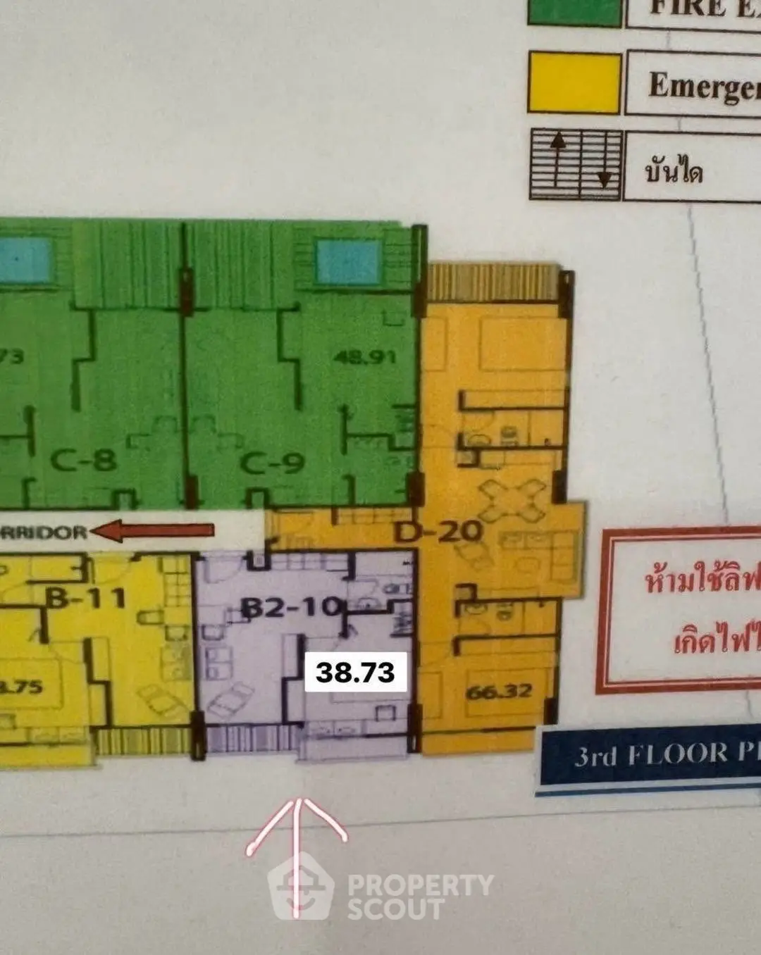 Detailed 3rd floor plan showcasing unit layout and dimensions for prospective buyers.