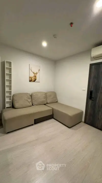 Cozy living room with modern sofa and minimalist decor