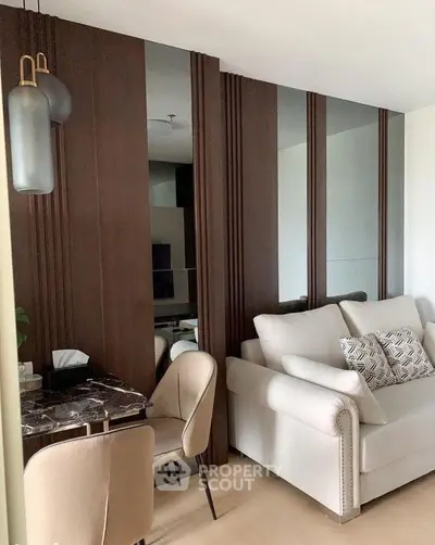 Stylish modern living room with elegant decor and cozy seating area