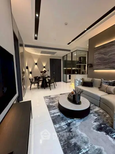 Luxurious modern living room with elegant decor and stylish furniture