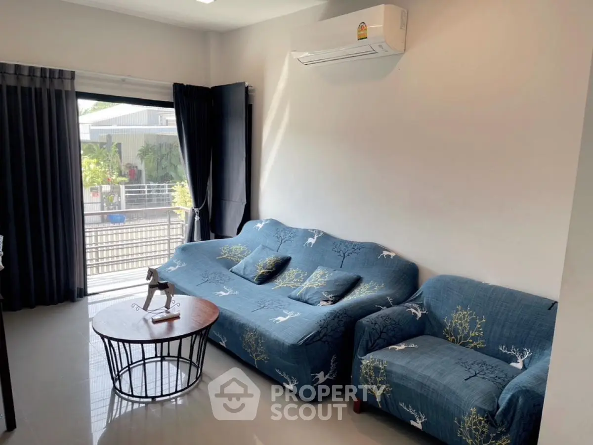 Cozy living room with modern sofa and natural light