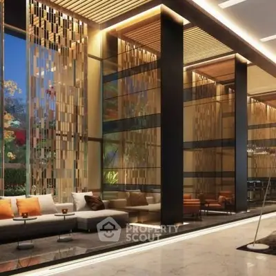 Luxurious modern living room with high ceilings and elegant decor
