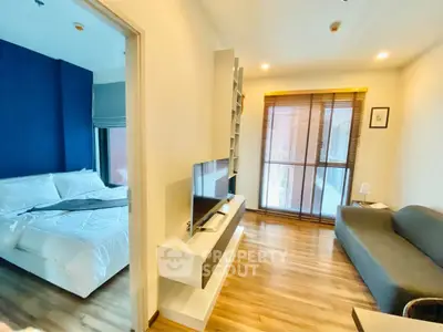Modern apartment interior with cozy living room and stylish bedroom