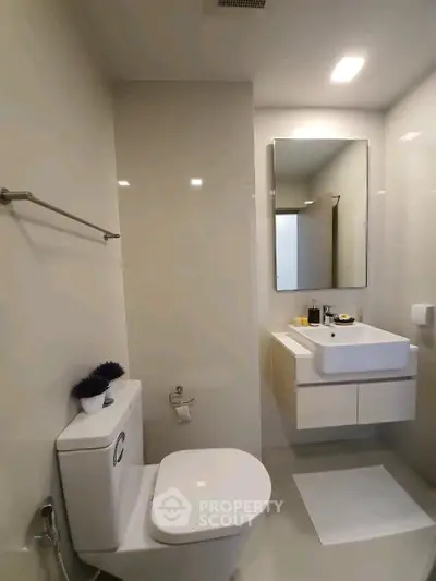 Modern bathroom with sleek fixtures and minimalist design