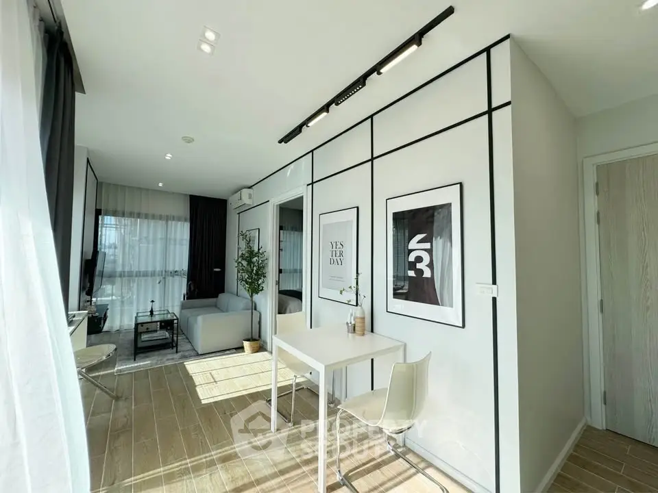 Modern living room with stylish decor and natural light
