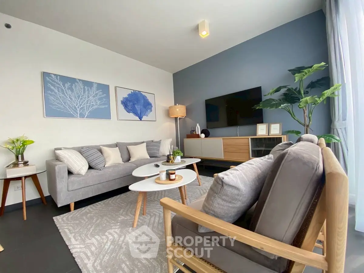 Modern living room with stylish decor and natural light