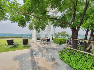 Luxurious rooftop garden with stunning city views and relaxing lounge area.