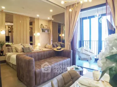 Luxurious studio apartment with elegant decor and cozy balcony in prime location