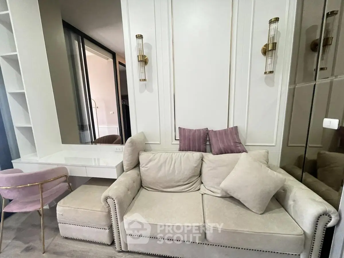 Chic modern living room with plush sofa and elegant decor