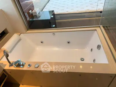 Luxurious bathroom with modern bathtub and sleek design