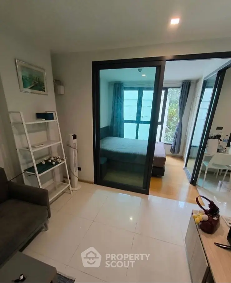 Modern living room with sleek design and contemporary furniture