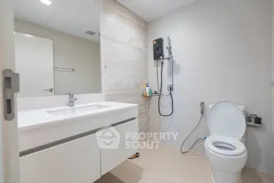 Modern bathroom with sleek fixtures and contemporary design